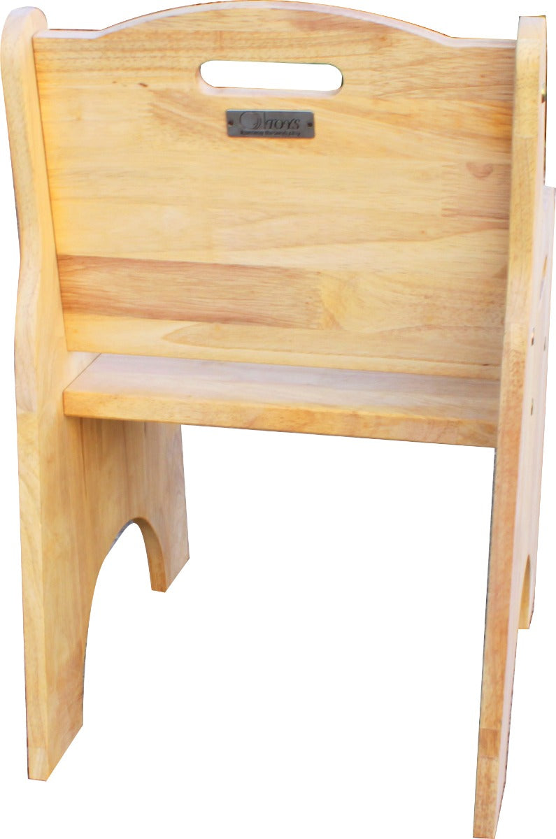 Wooden toddler chair angled view