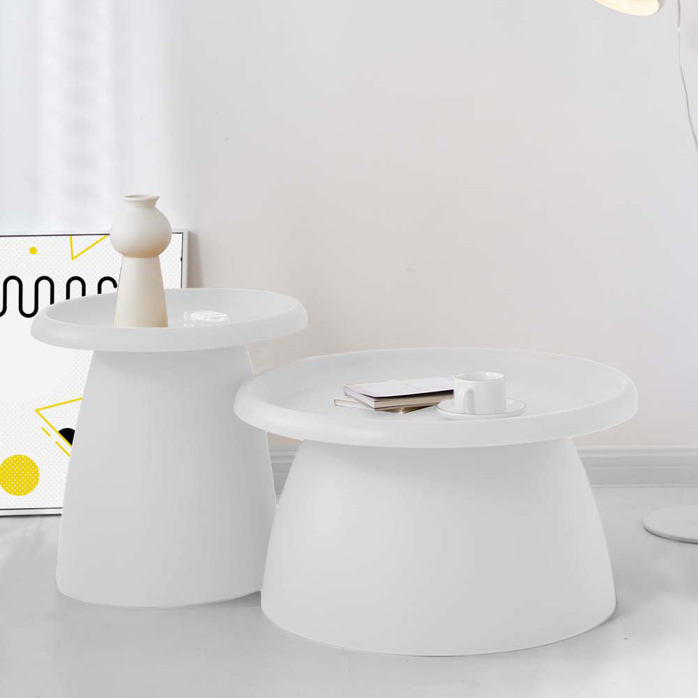 Artiss Round 71CM White Coffee Table