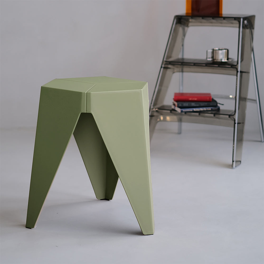 Two Artiss grey plastic puzzle stools as side tables — Allure Home Collections