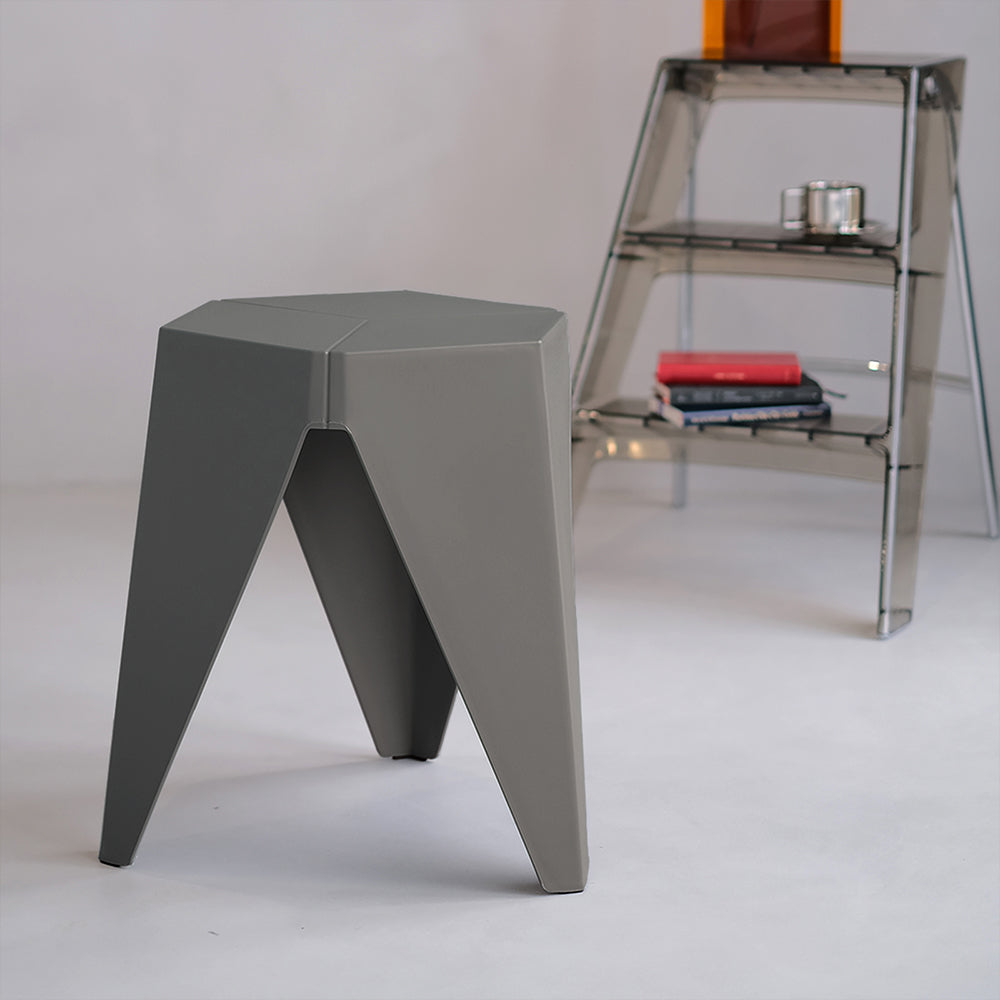 Artiss puzzle plastic stackable bar stools pair in grey — Allure Home Collections