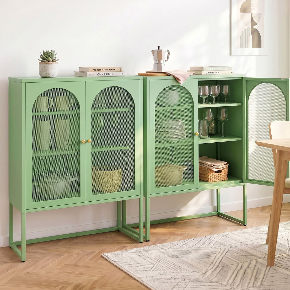 Red Cliffs 2 Door Buffet Sideboard, Green 2pcs