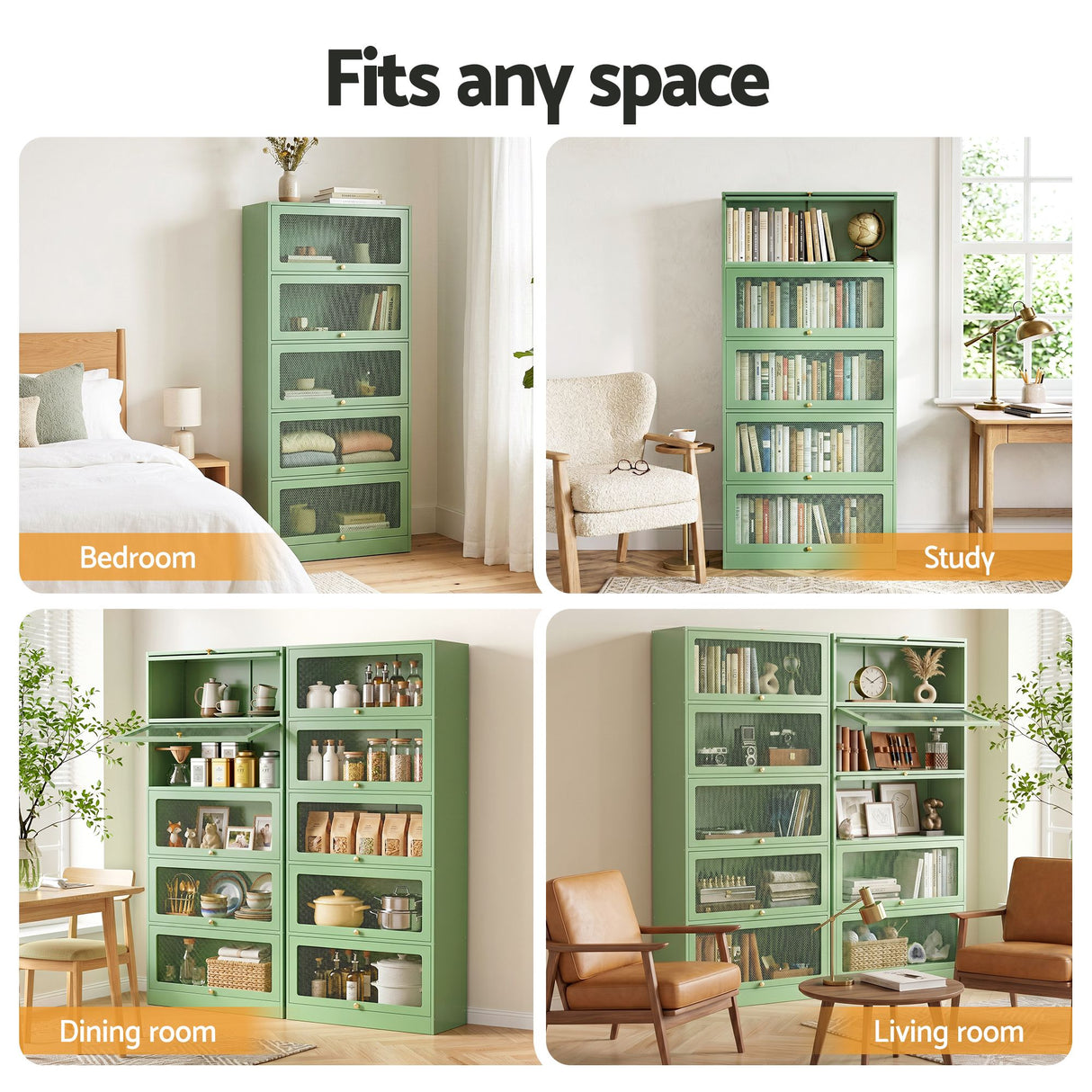 Loveday Buffet Sideboard, Light Green 2pcs