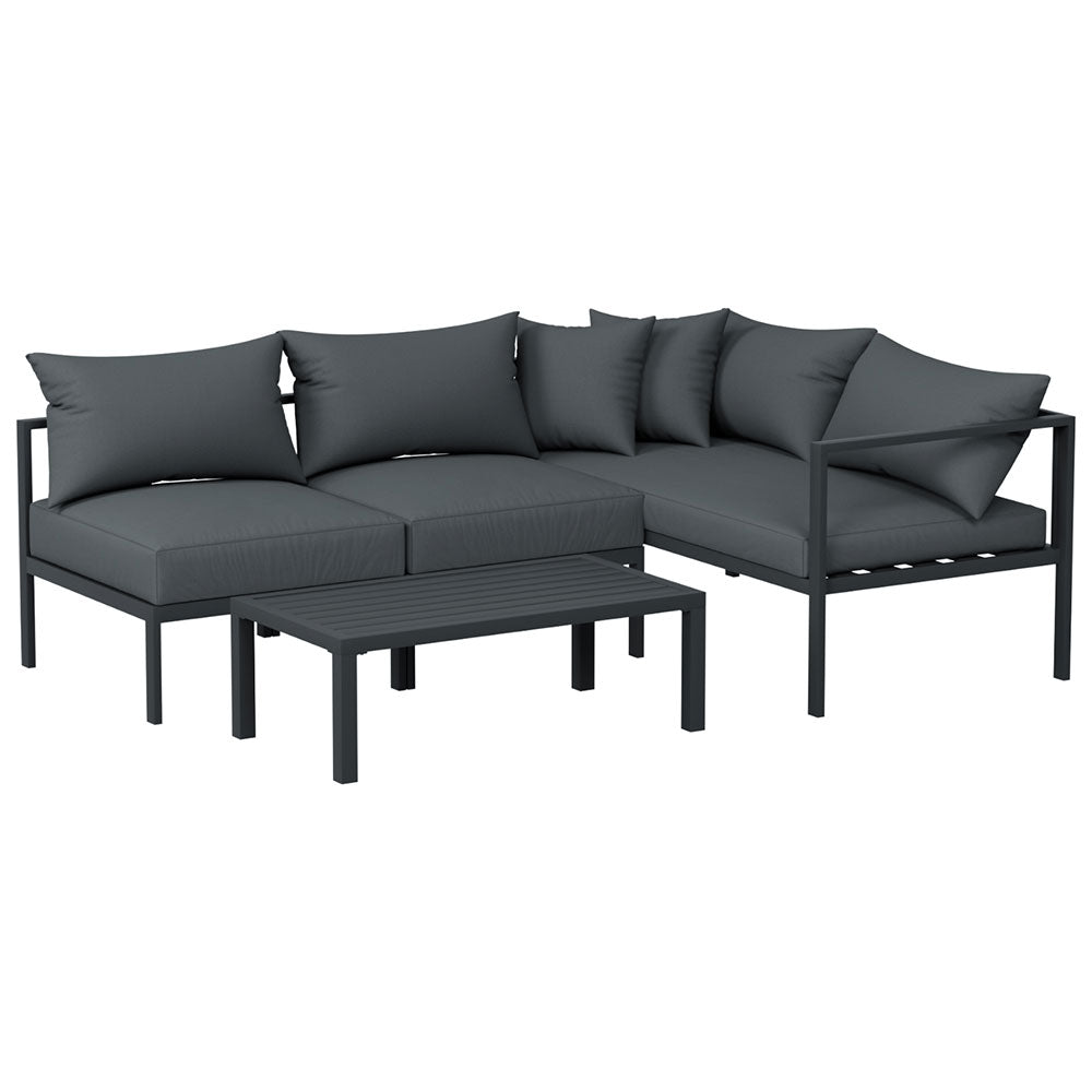 Coolangatta 4 Piece Outdoor Sofa Set, Charcoal Aluminium
