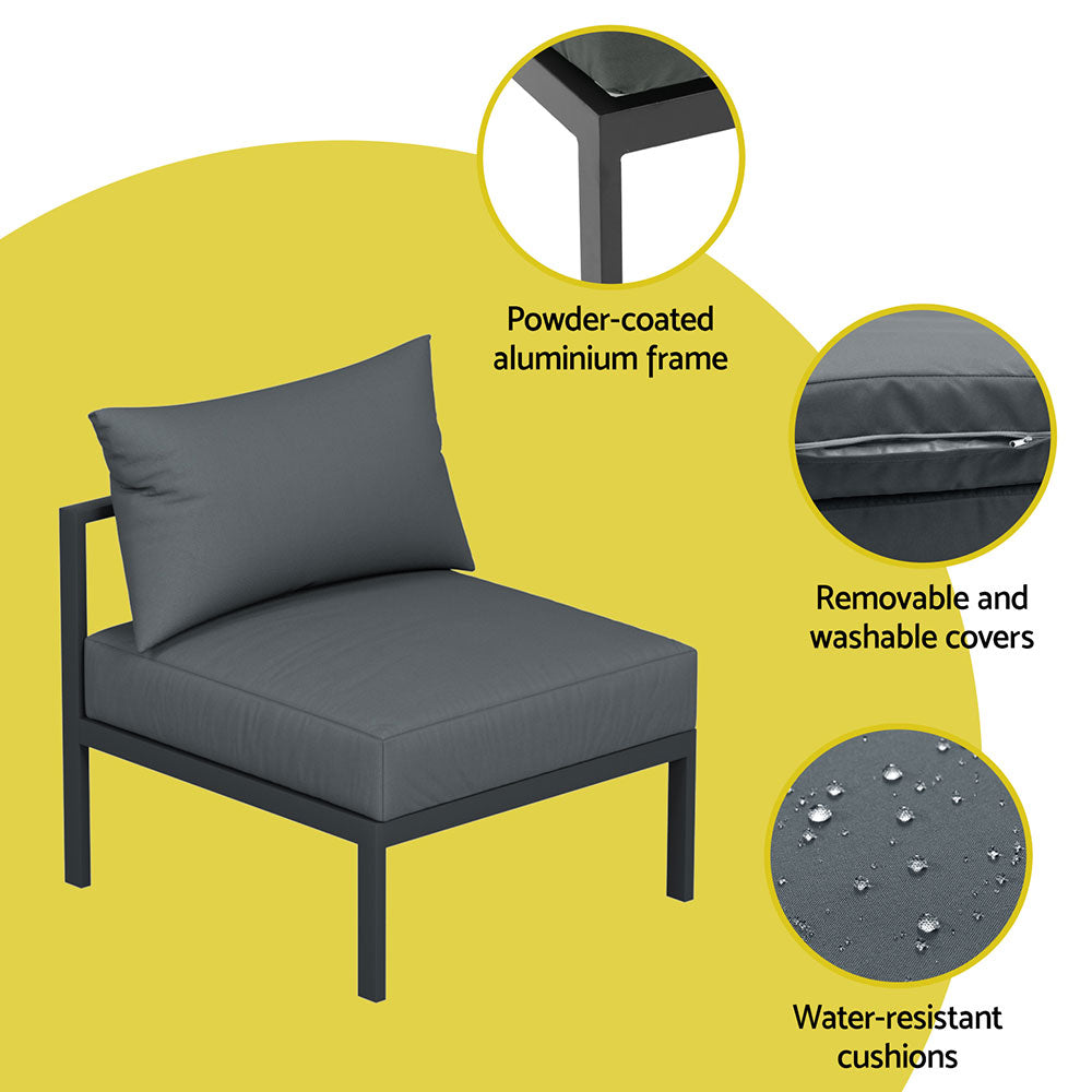 Coolangatta 4 Piece Outdoor Sofa Set, Charcoal Aluminium
