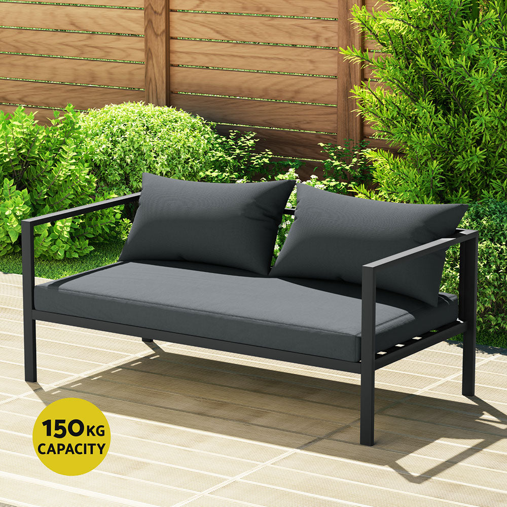 Coolangatta 4 Piece Outdoor Sofa Set, Charcoal Aluminium
