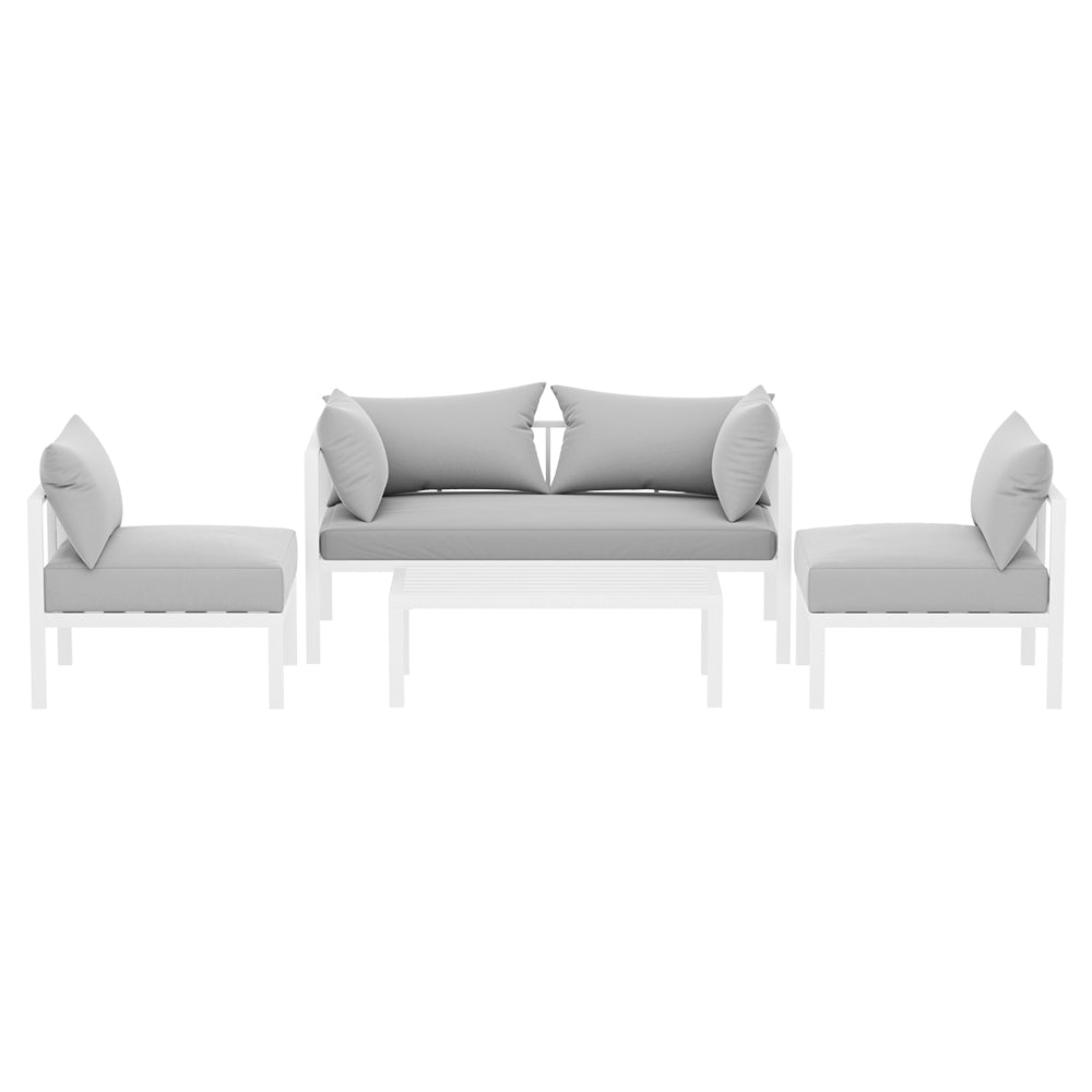 Coolangatta 4 Piece Outdoor Sofa Set, White Aluminium