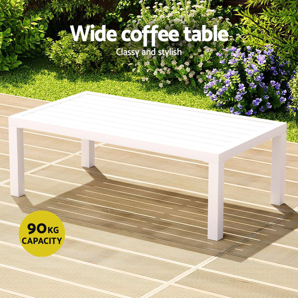 Coolangatta 4 Piece Outdoor Sofa Set, White Aluminium