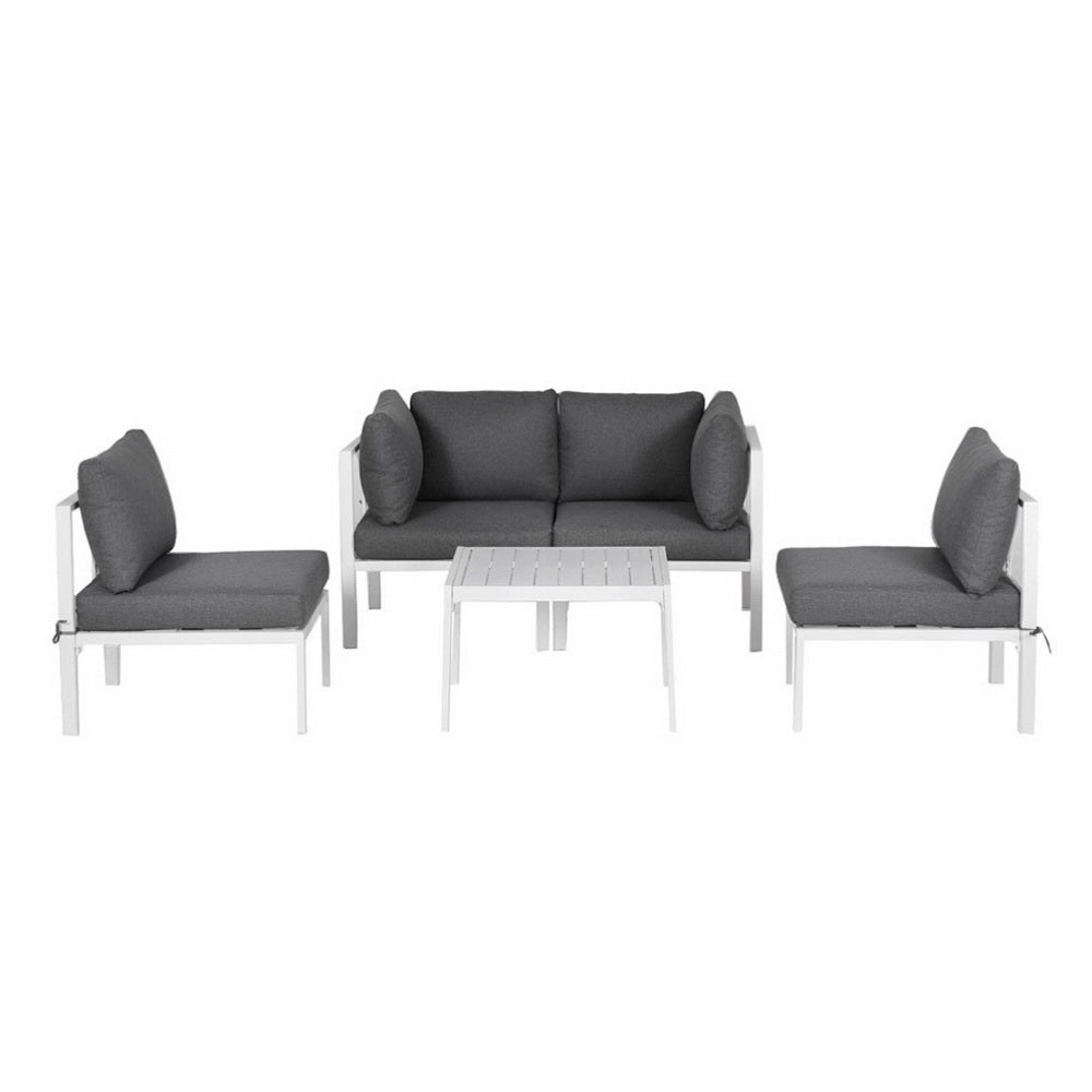 Tugun 6 Piece Outdoor Corner Lounge Set, White Aluminium