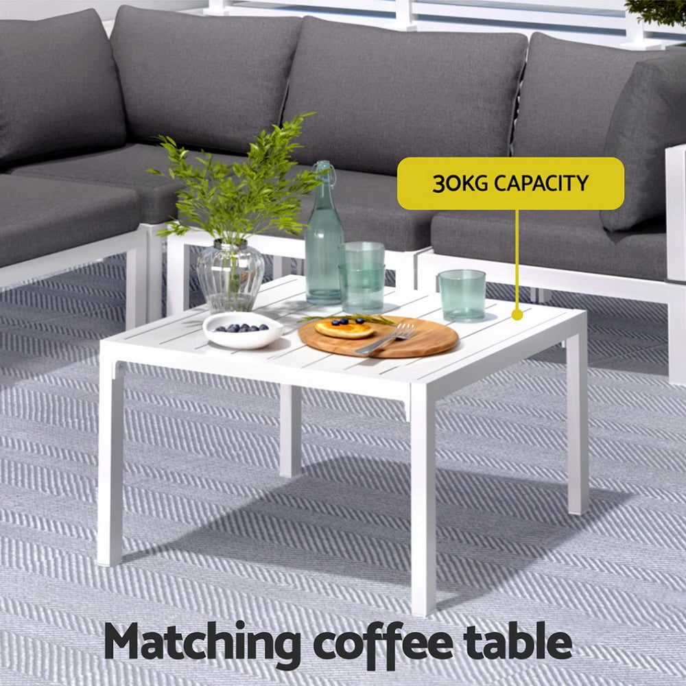 Tugun 6 Piece Outdoor Corner Lounge Set, White Aluminium