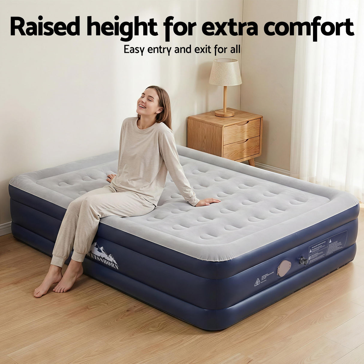 Minnewanka Queen Air Mattress, USB Pump Raised 46cm