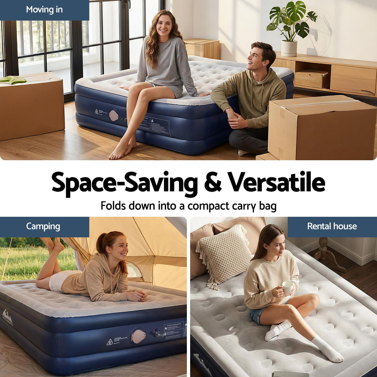 Minnewanka Queen Air Mattress, USB Pump Raised 46cm