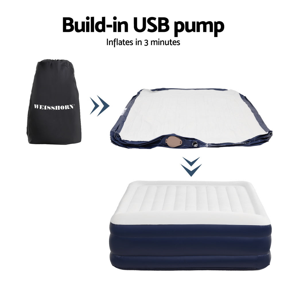 Larch Double Air Mattress, Inflatable Raised 46cm
