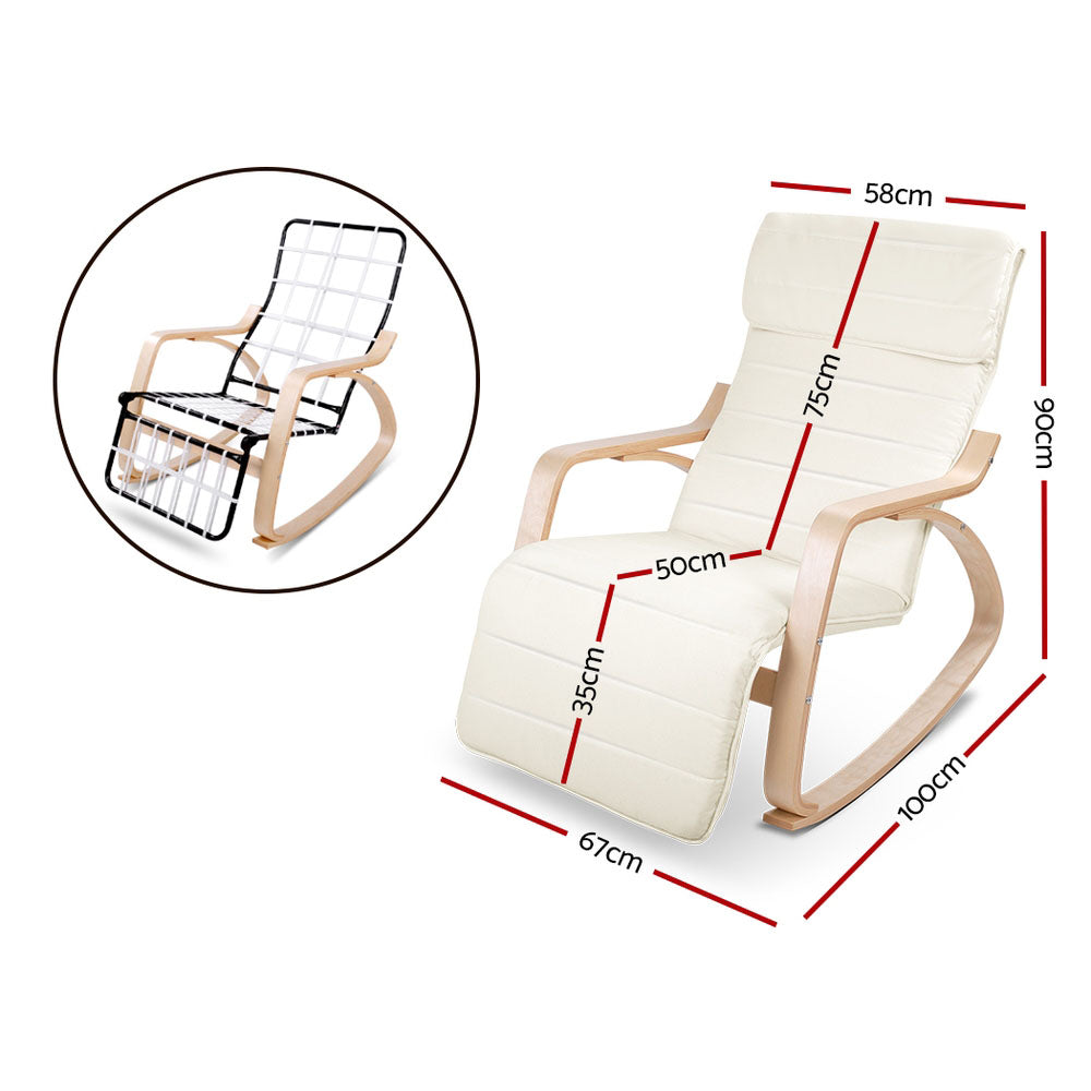 Afton Modern Rocking Armchair with Adjustable Footrest