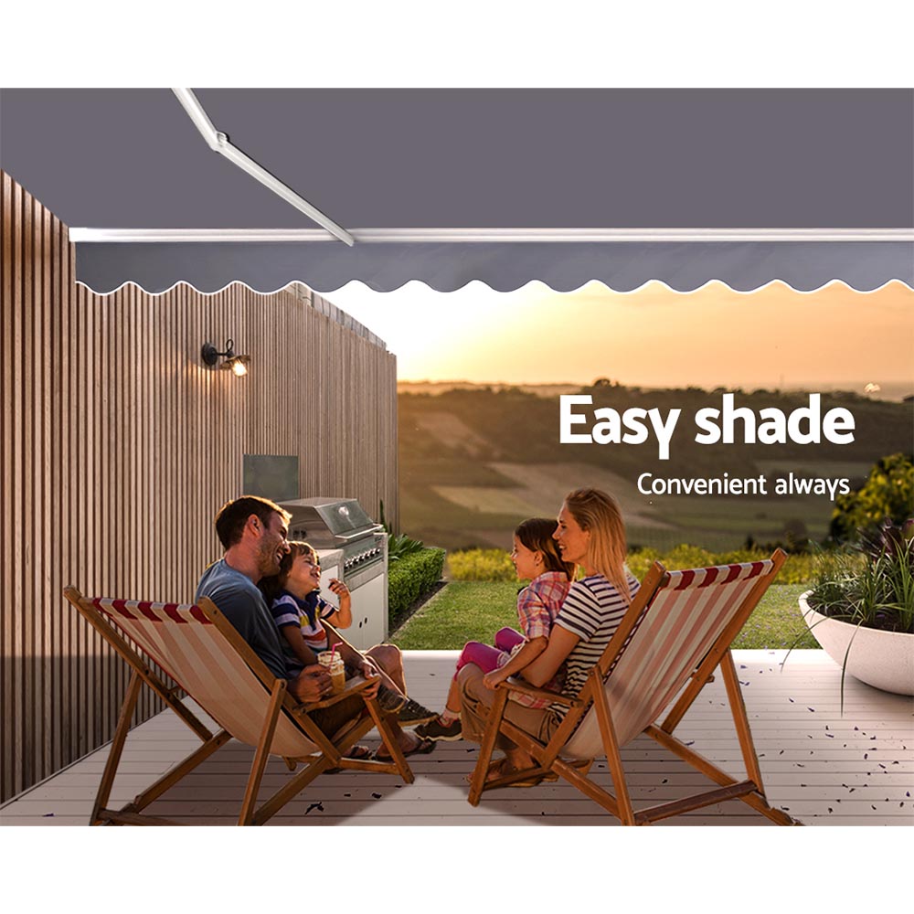 Instahut Retractable Folding Arm Awning Motorised Sunshade 2.5Mx2M Grey