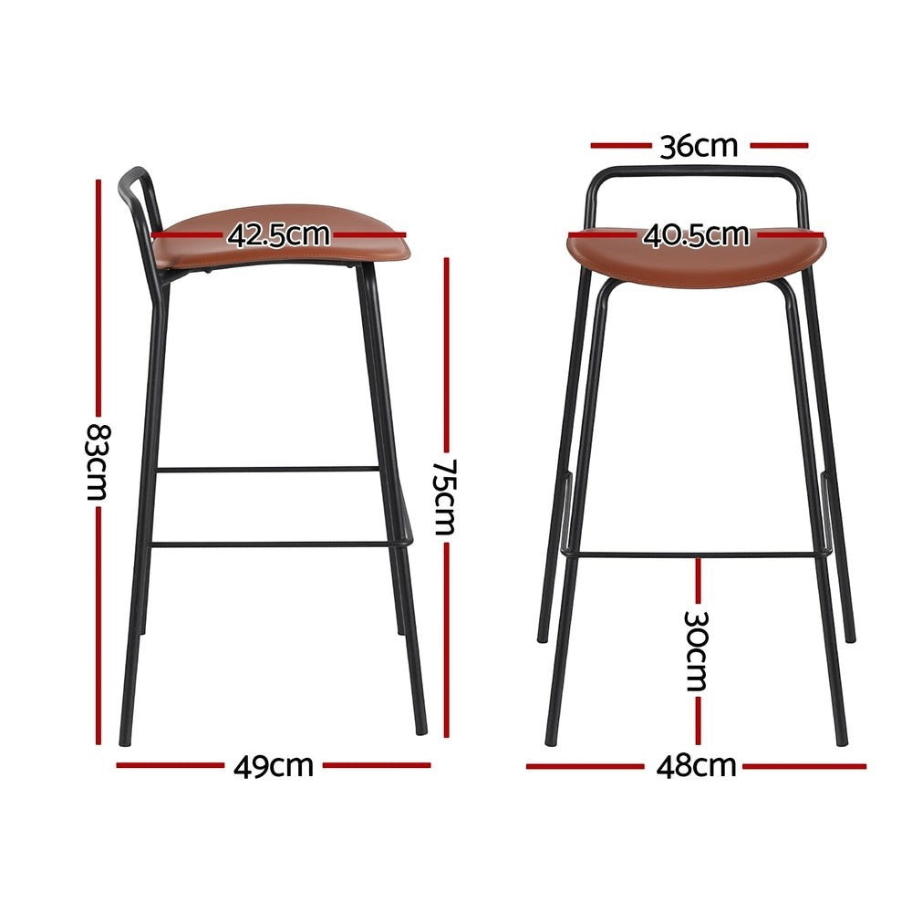 Corinella brown padded bar stool with black metal frame in a modern kitchen