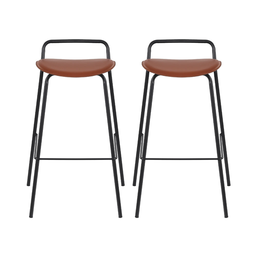 Pair of Artiss brown metal bar stools in contemporary kitchen — Allure Home Collections