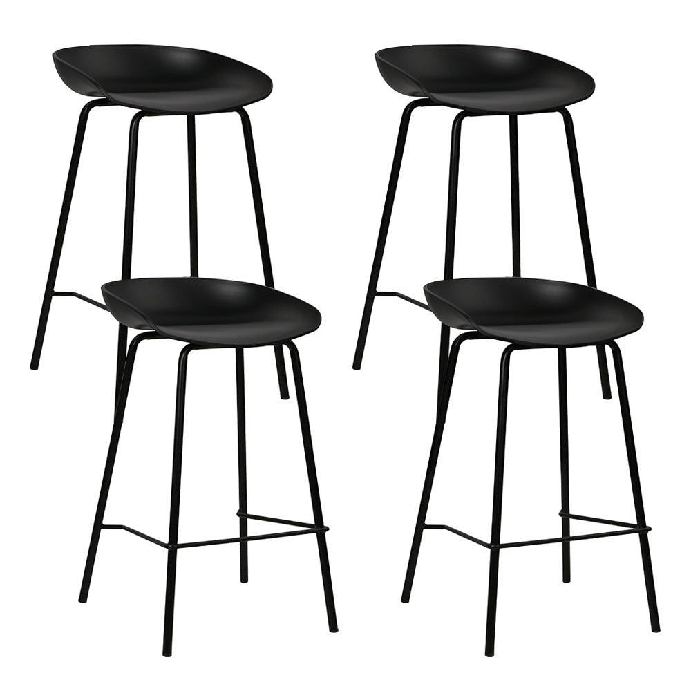 Carrum black metal bar stool with moulded seat in a minimalist kitchen
