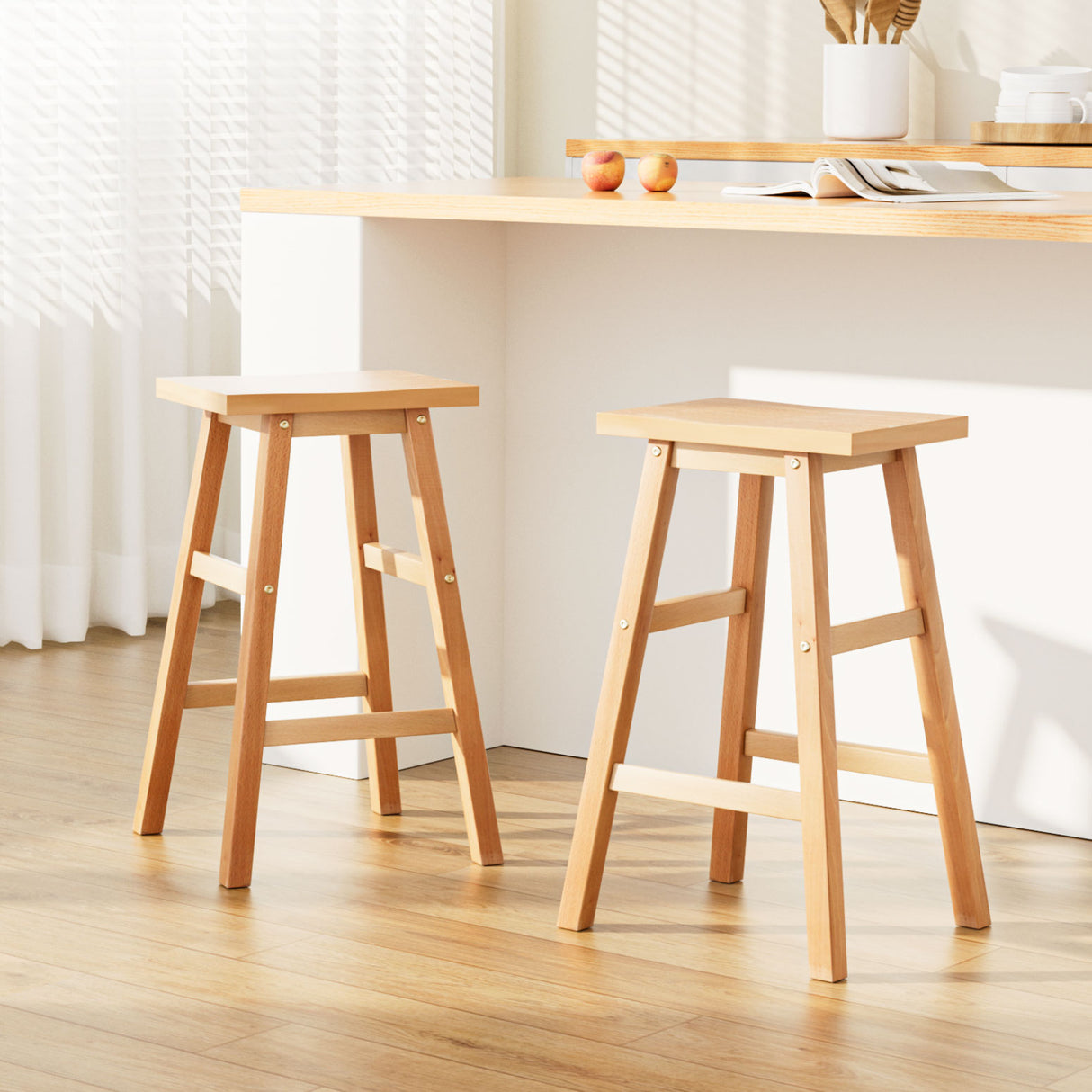 Artiss natural wooden bar stool footrest and base detail — Allure Home Collections
