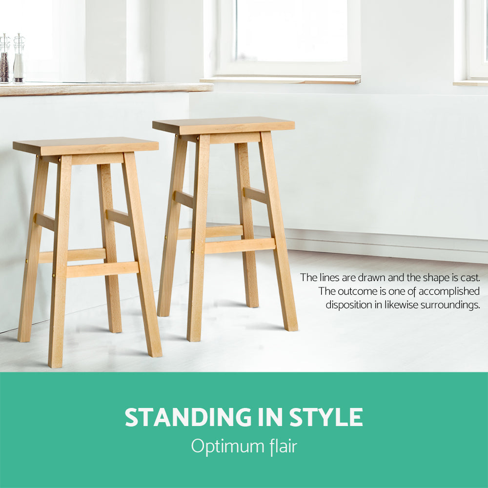 Artiss natural beech wood bar stool seat close-up — Allure Home Collections