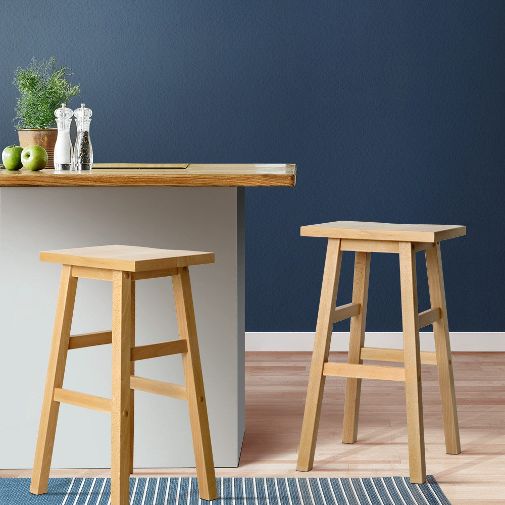 Pair of Artiss natural bar stools in Scandi-style kitchen — Allure Home Collections