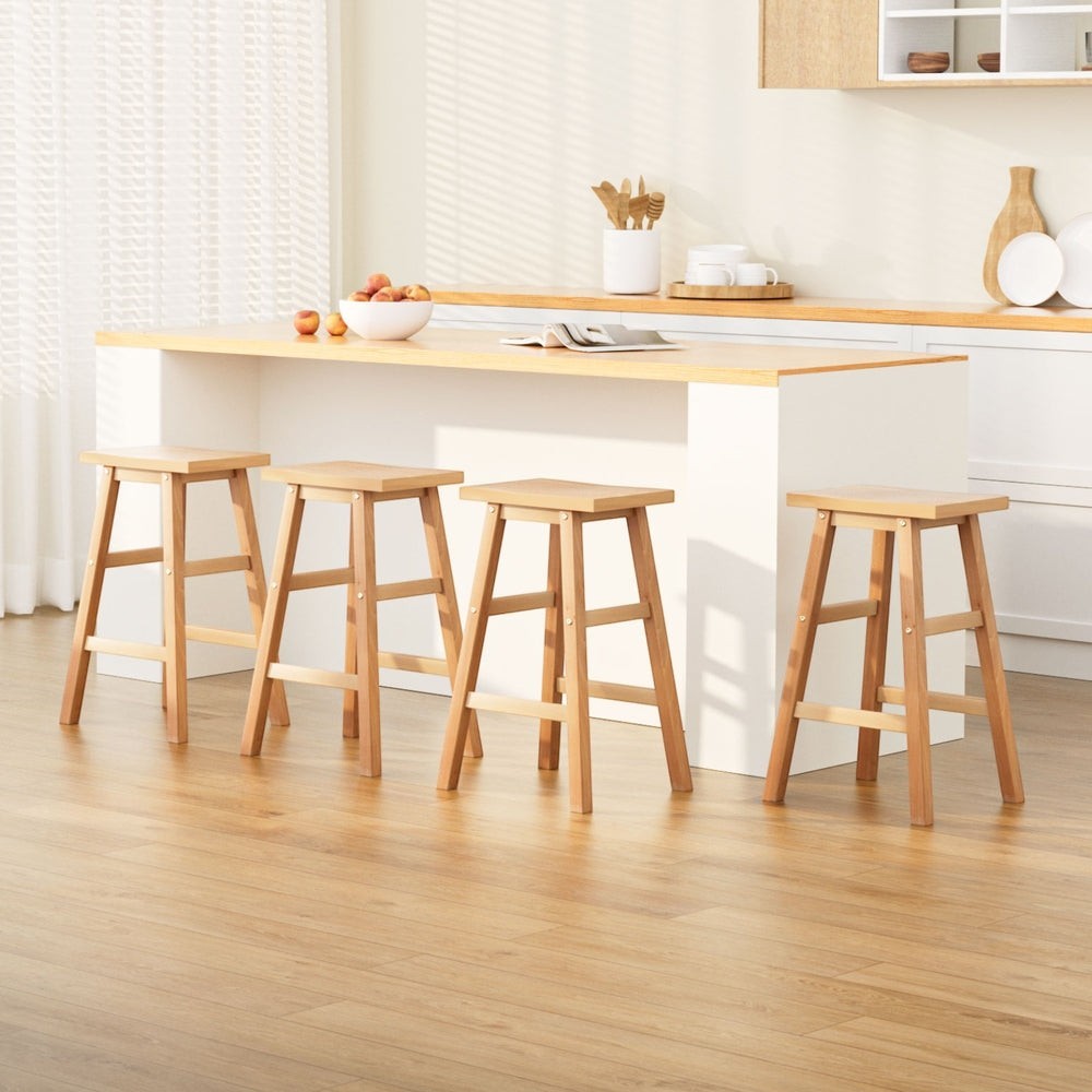 McCrae Wooden Bar Stool, Natural 4pcs
