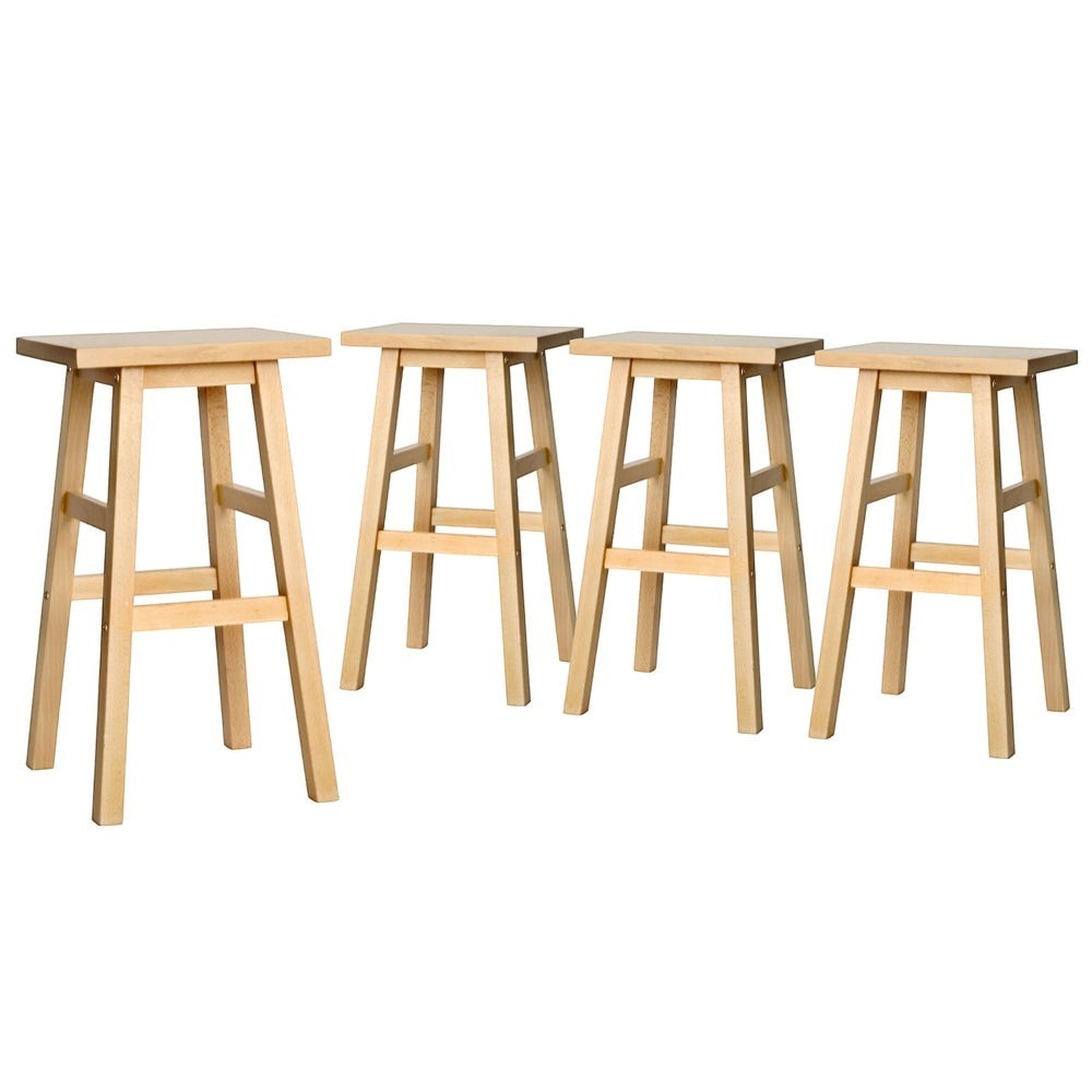 McCrae Wooden Bar Stool, Natural 4pcs