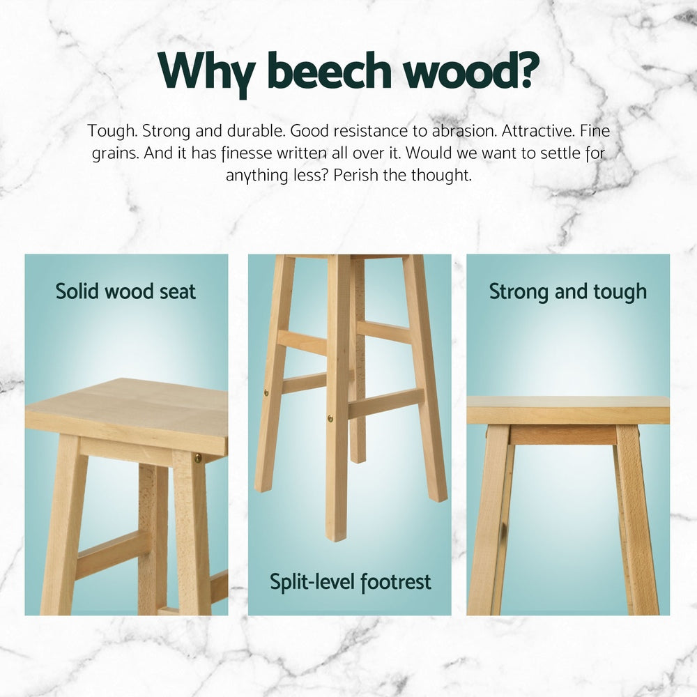 Side profile of Artiss wooden bar stool showing sturdy frame — Allure Home Collections