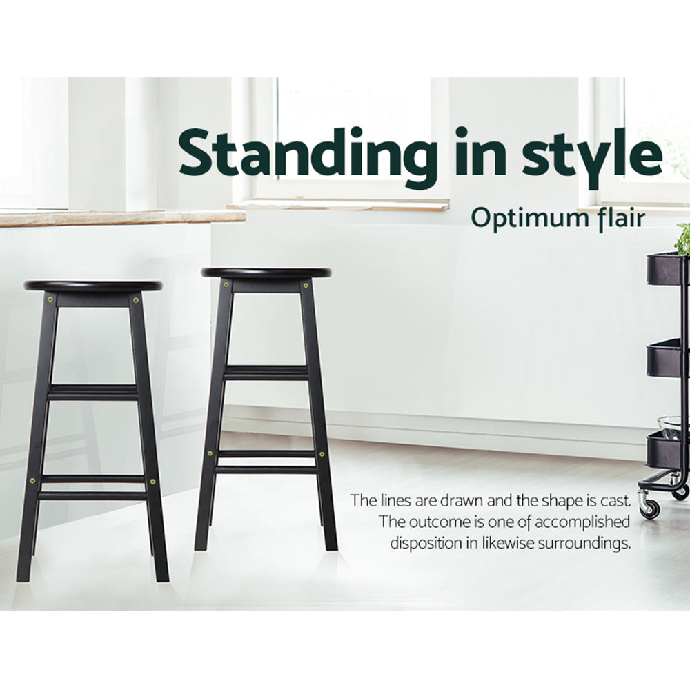 Pair of Artiss black round bar stools in contemporary kitchen — Allure Home Collections