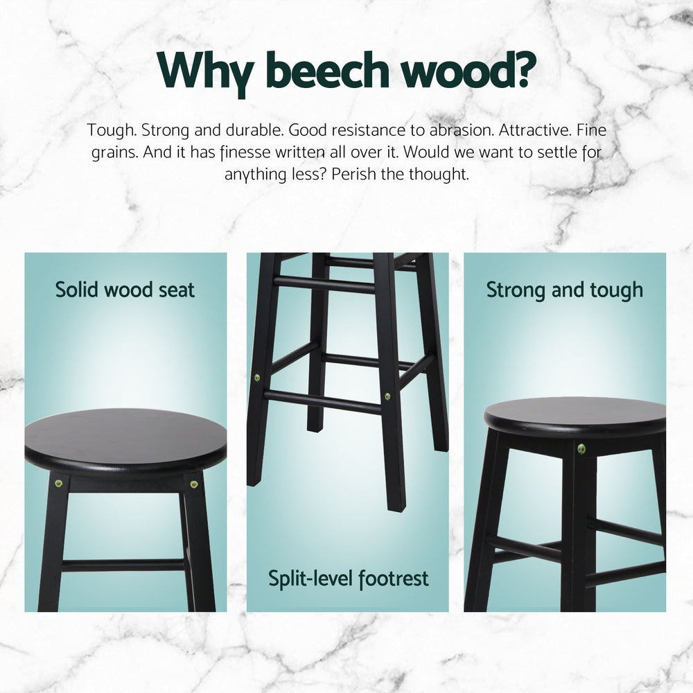 Side profile of Artiss wooden bar stool showing sturdy frame — Allure Home Collections