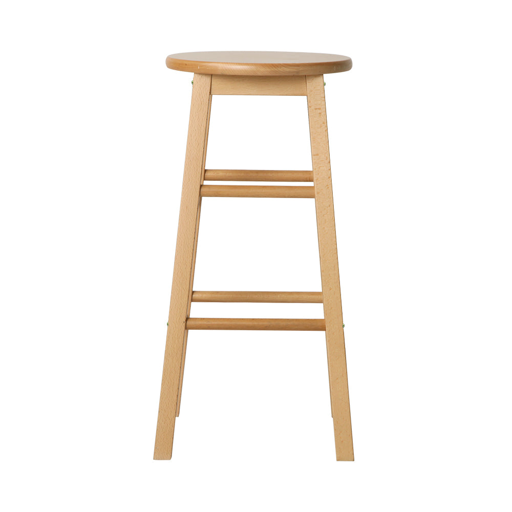 Two Artiss natural round wooden bar stools at kitchen counter — Allure Home Collections