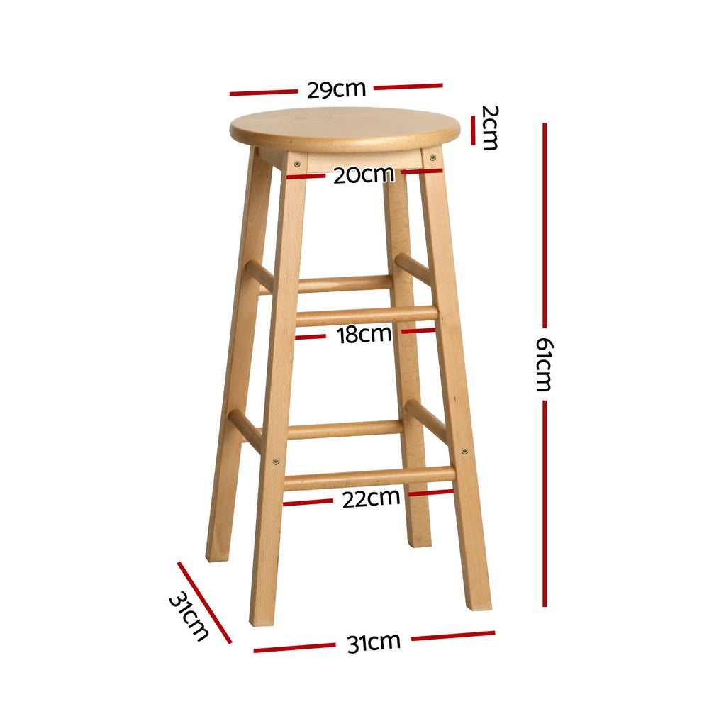 Artiss round bar stool seat close-up showing timber finish — Allure Home Collections