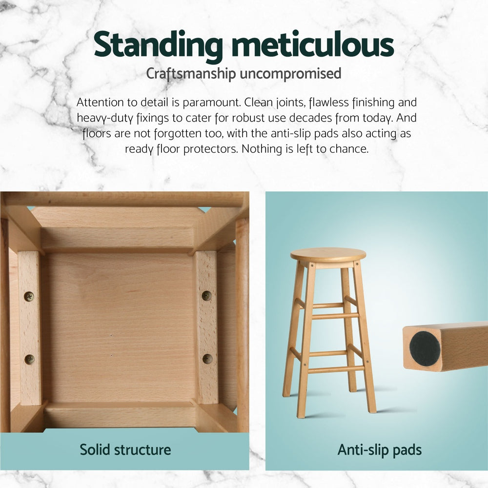 Four Artiss round wooden bar stools in contemporary kitchen — Allure Home Collections