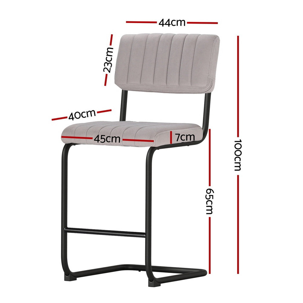 Side profile of Artiss velvet bar stool showing metal frame — Allure Home Collections