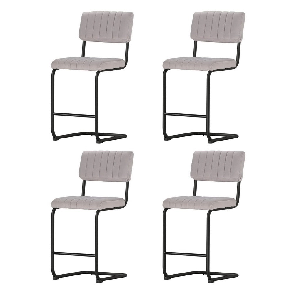 Artiss velvet bar stool seat and tubular frame detail — Allure Home Collections