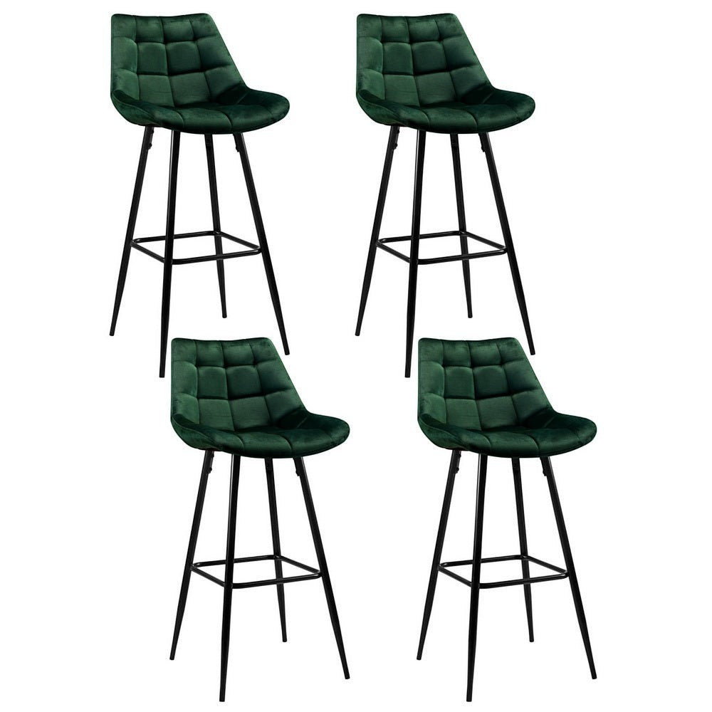 Bonbeach green velvet bar stool with tufted seat and black metal legs in a modern kitchen