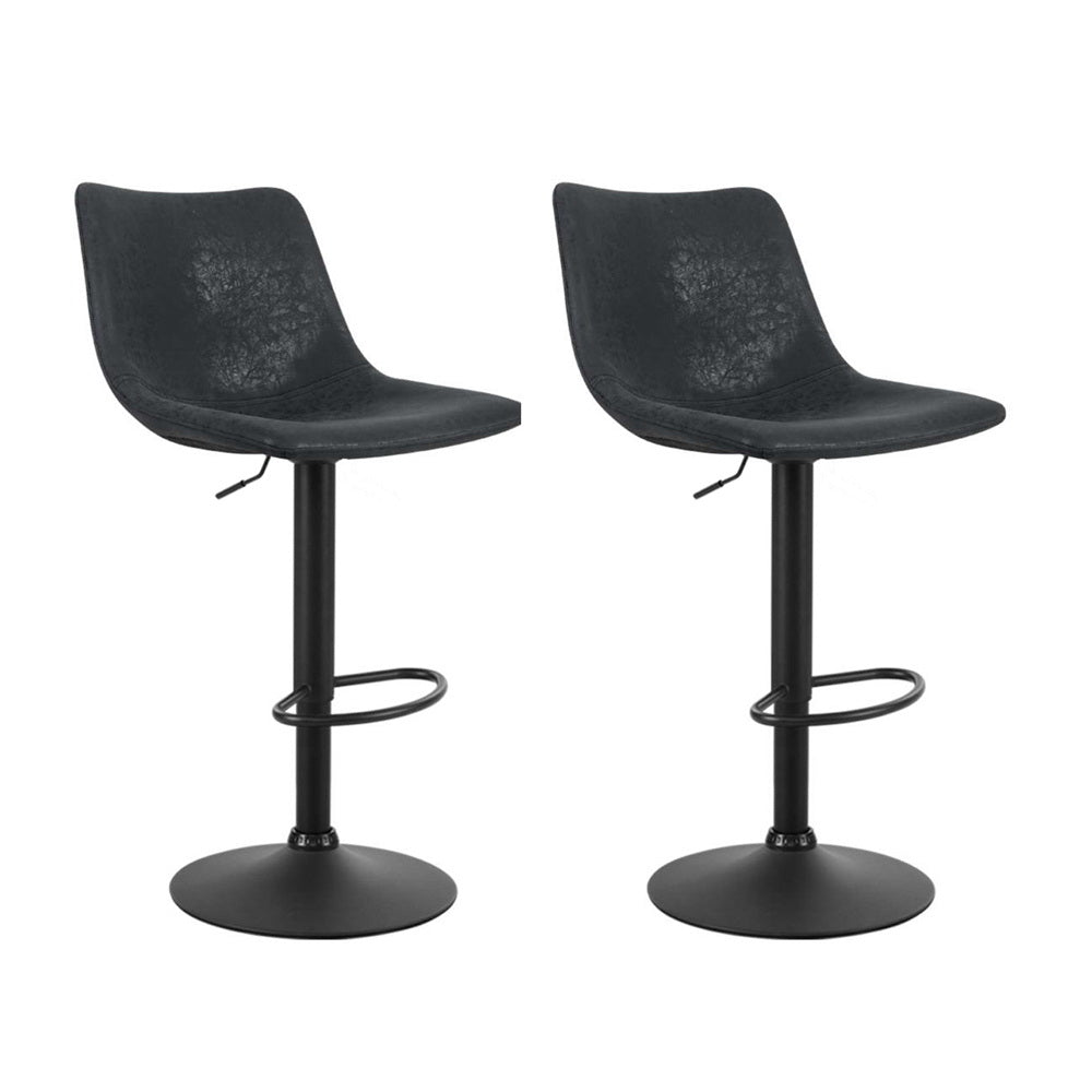 Artiss black vintage leather swivel gas lift bar stools set of 2 — Allure Home Collections