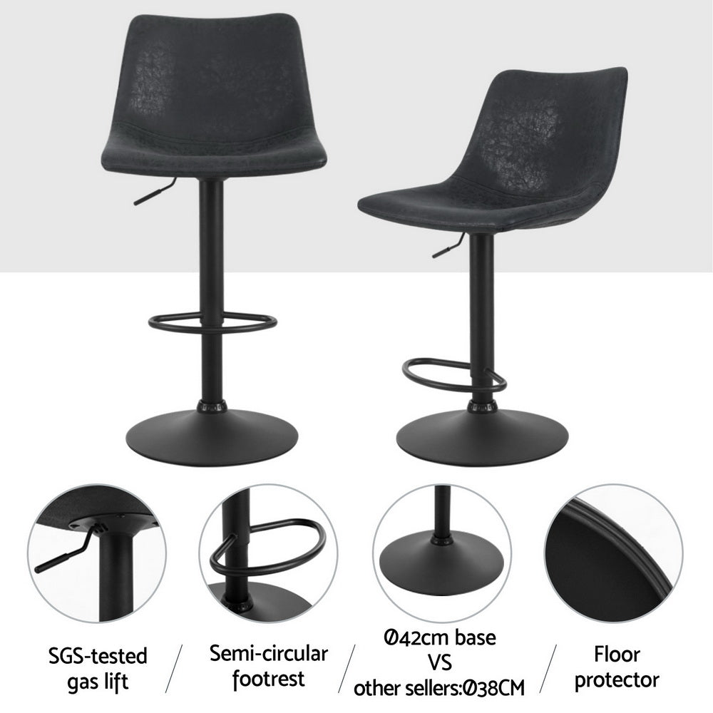 Side profile of Artiss Jovy black bar stool showing gas lift — Allure Home Collections