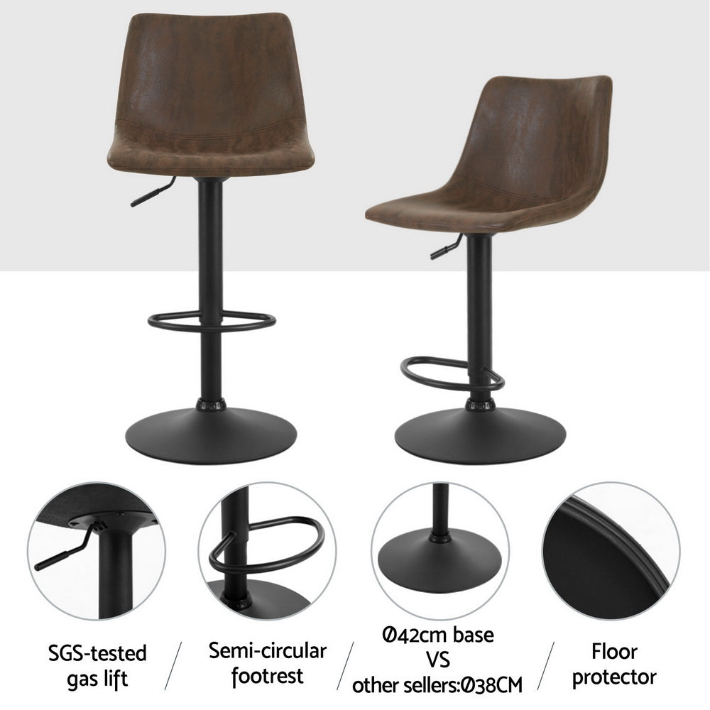 Artiss Jovy bar stool vintage brown leather seat and swivel detail — Allure Home Collections