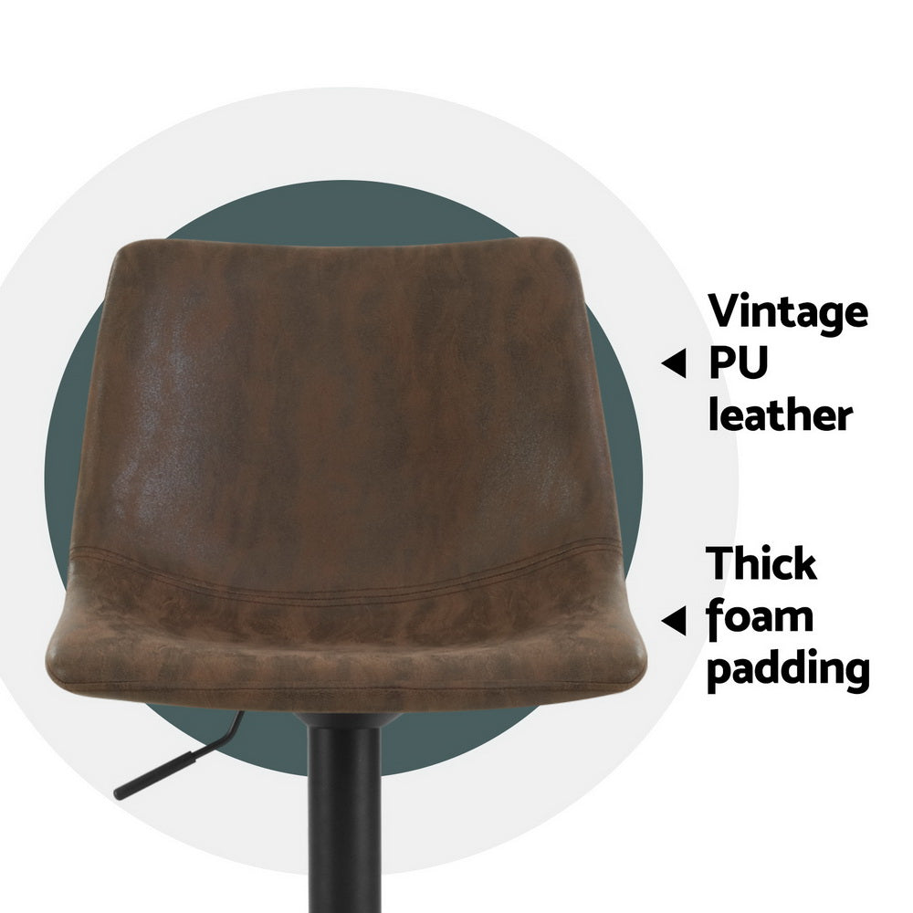 Set of 4 Artiss Jovy brown vintage bar stools at kitchen island — Allure Home Collections