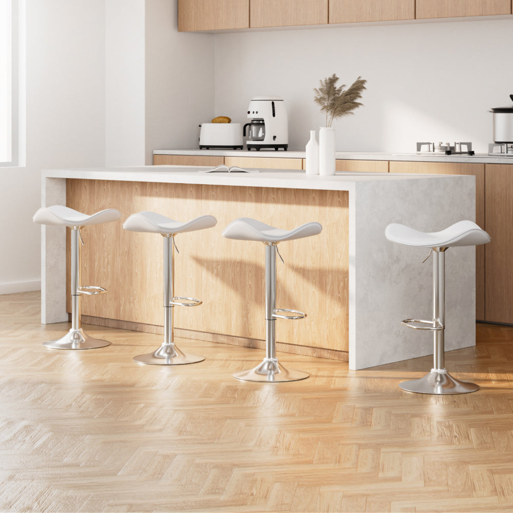 Artiss white leather gas lift bar stools set of 4 with classic design — Allure Home Collections