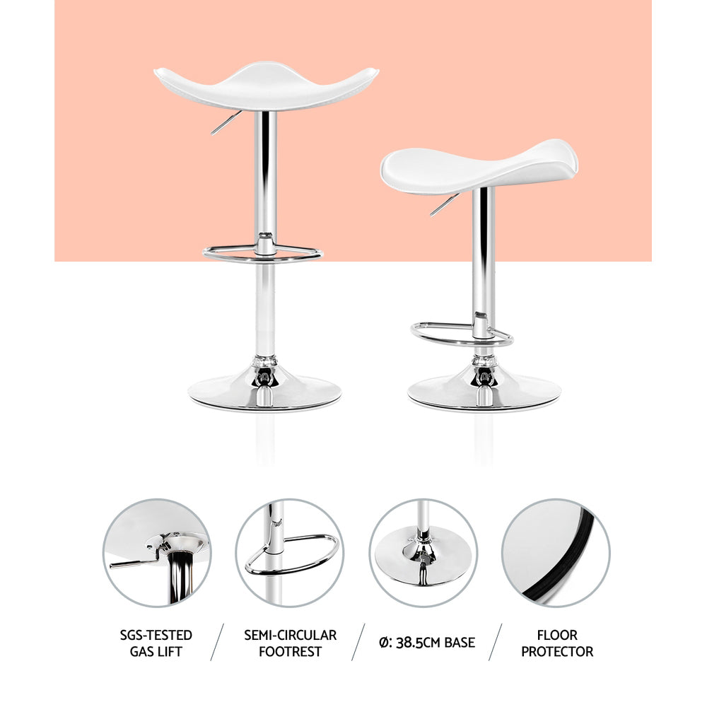 Side profile of Artiss white leather gas lift bar stool — Allure Home Collections