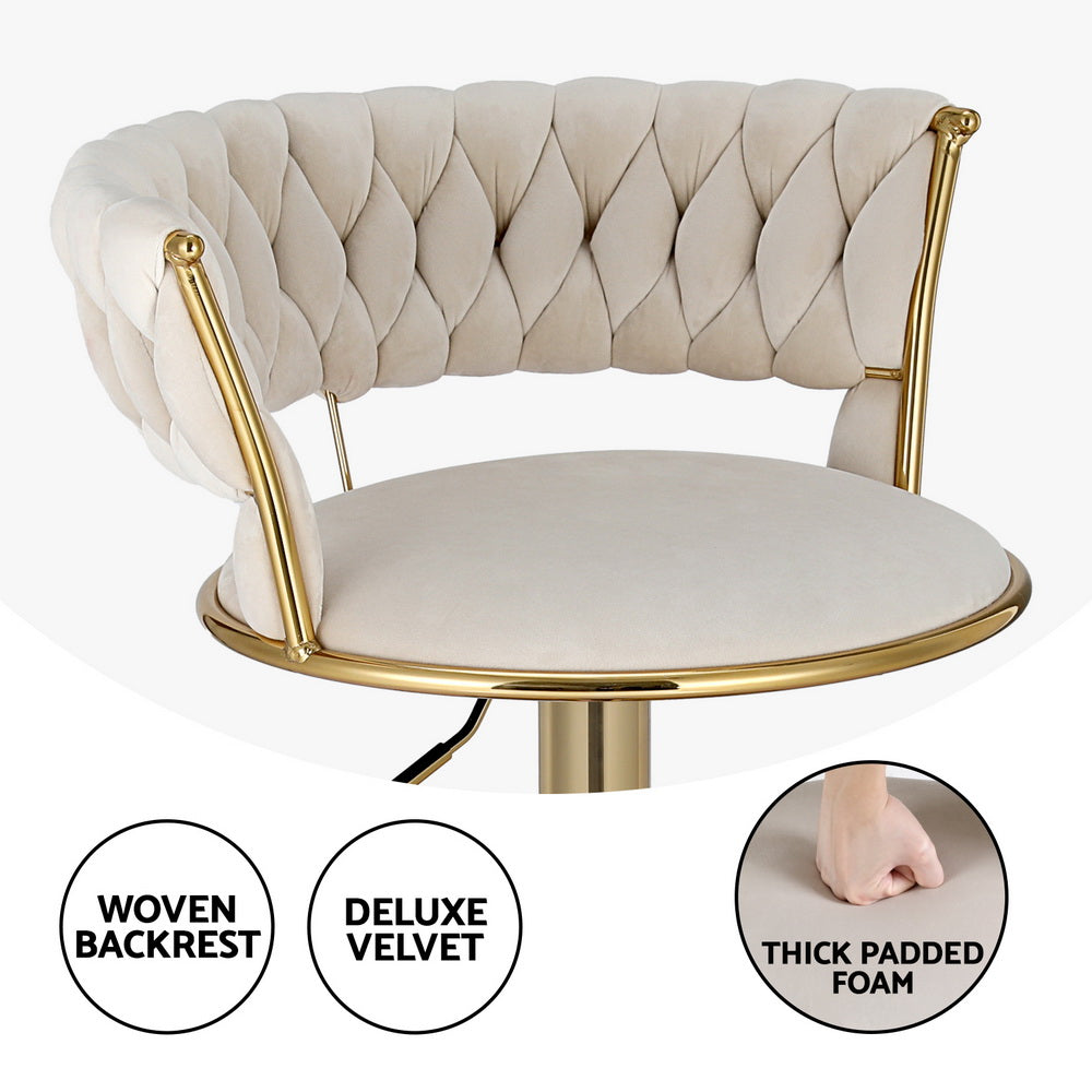 Side profile of Artiss Vivien ivory bar stool showing chrome base — Allure Home Collections