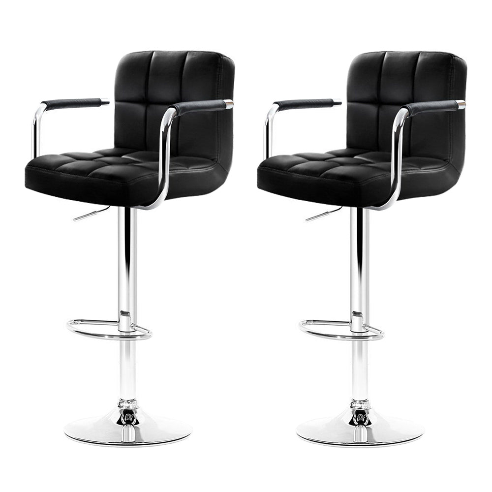 Artiss PU leather gas lift bar stools with armrests pair for modern kitchen — Allure Home Collections