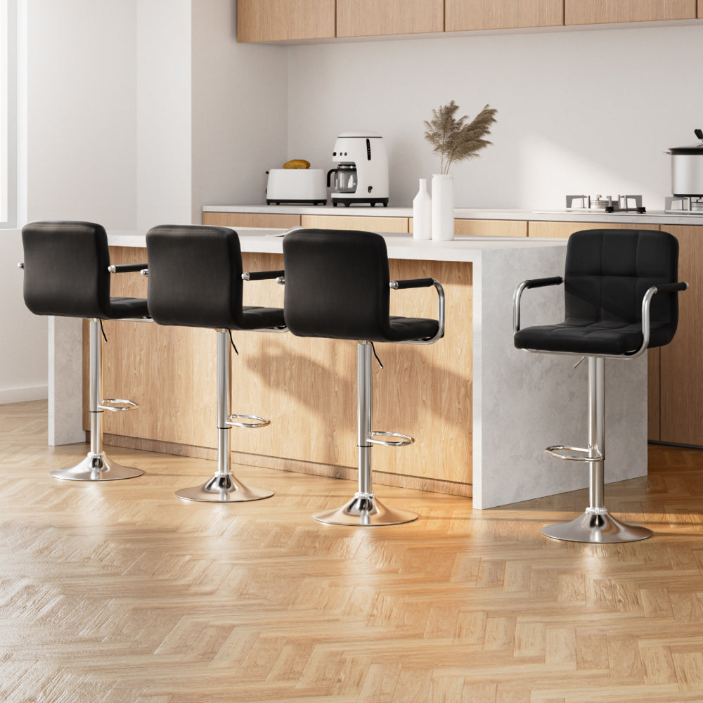 Artiss PU leather gas lift bar stools with armrests set of 4 — Allure Home Collections