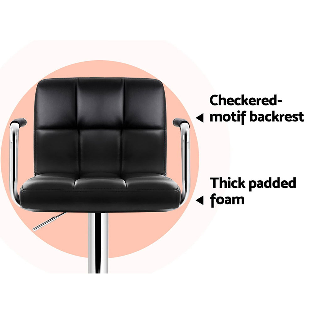 Side profile of Artiss bar stool with armrest showing chrome base — Allure Home Collections