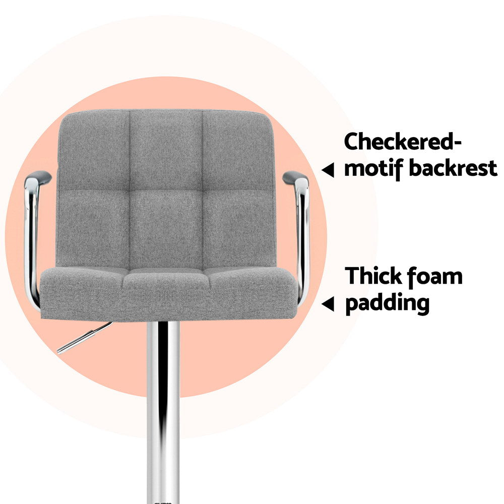 Artiss Noa grey bar stool padded seat close-up — Allure Home Collections