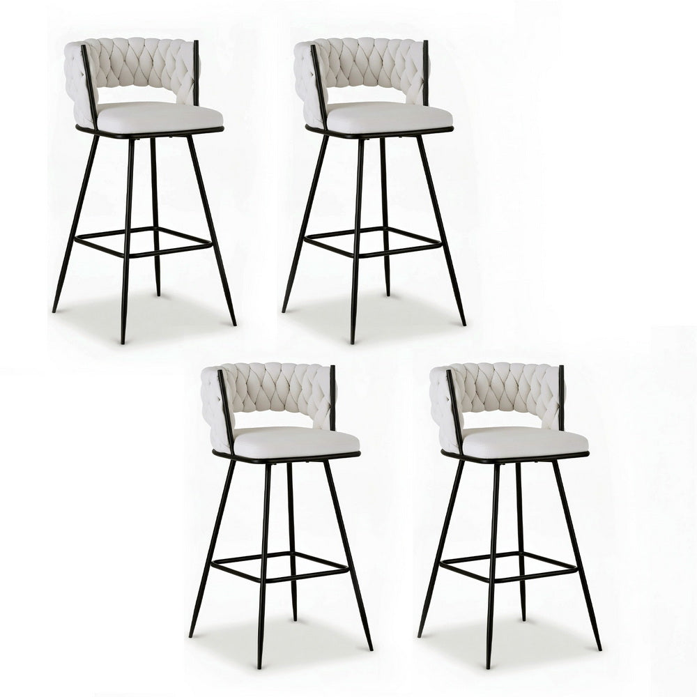 San remo woven velvet bar stool ivory in a modern kitchen