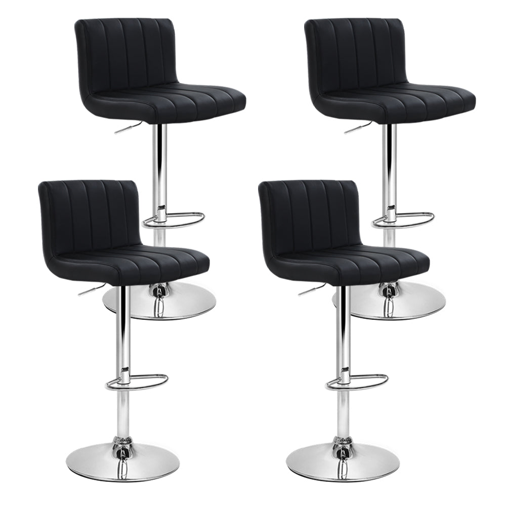 Artiss adjustable black faux leather gas lift bar stools set of 4 — Allure Home Collections