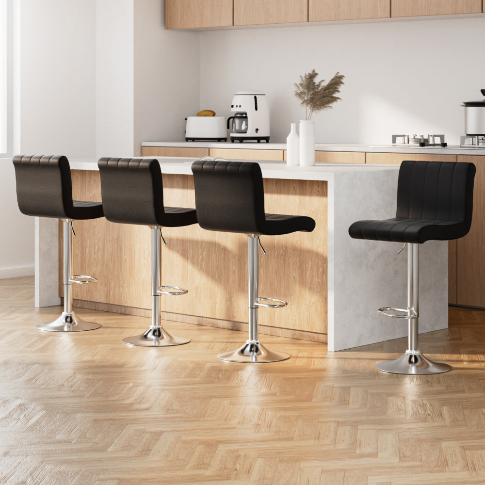 Artiss black bar stool footrest ring and chrome base detail — Allure Home Collections