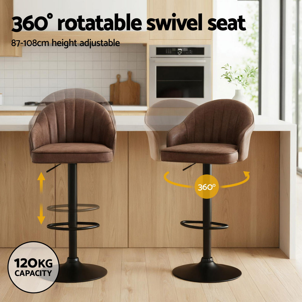 Portsea Swivel Bar Stool, Brown 4pcs